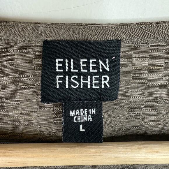 Eileen Fisher Linen & Silk Blend Jacket Blazer Textured Shirt Size Large - Picture 2 of 6